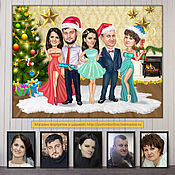 Сувениры и подарки handmade. Livemaster - original item A gift to friends for the new year. A cartoon based on a photograph, a painting on canvas. Handmade.