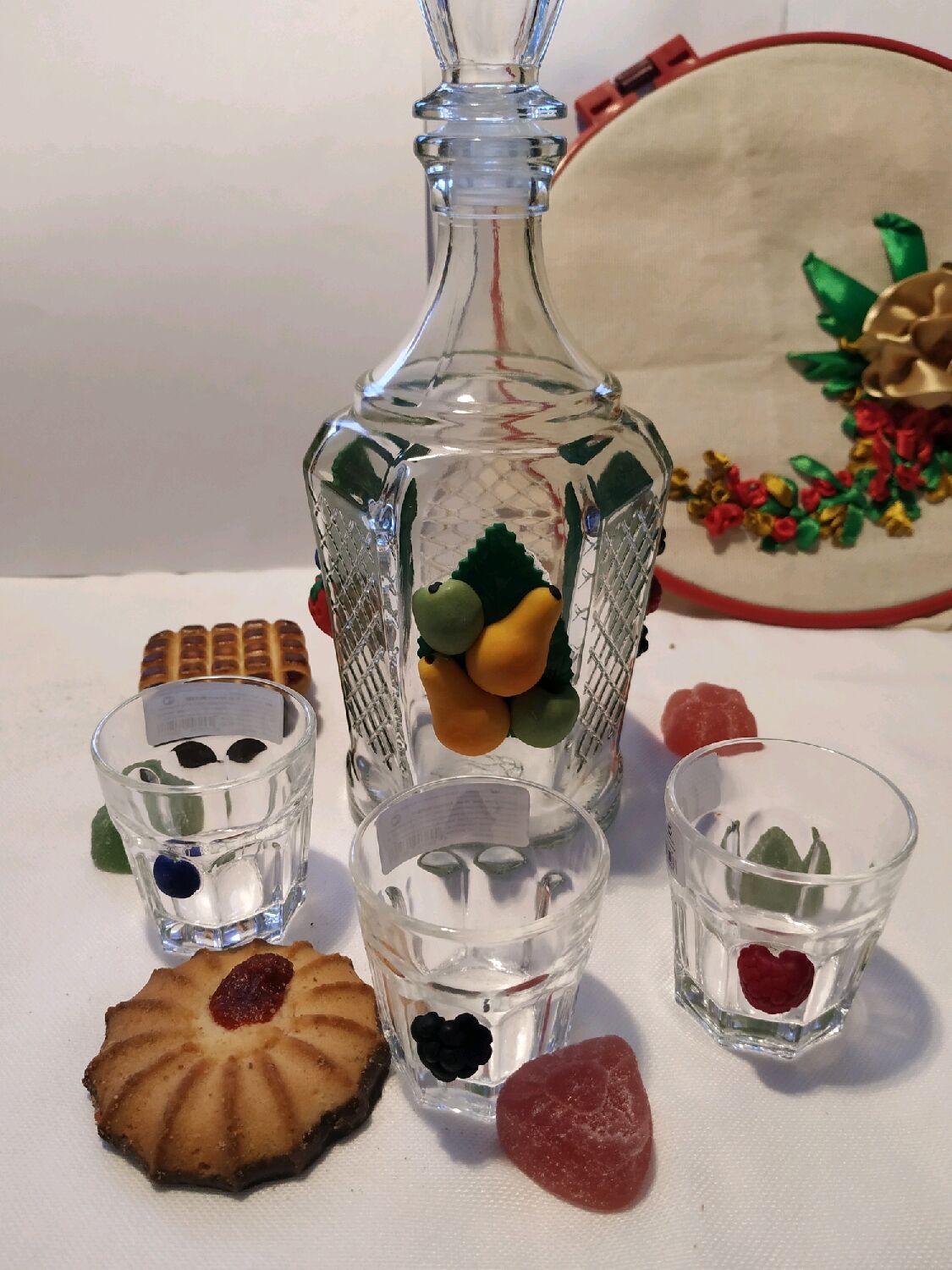 графин со стопками ссср зеленый. графин со стопками. штоф марганцевое стекло ссср. графин со стопками.