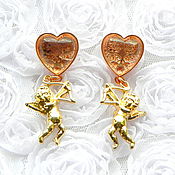 Винтаж handmade. Livemaster - original item Cupid earrings,Ritzy Couture, USA, heart, Cupid, gift favorite, love. Handmade.
