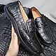 Moccasins men's crocodile leather, black color. Moccasins. SHOES&BAGS. My Livemaster. Фото №5