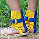 High sandals in Yellow textured leather Croco blue. Sandals. Katorina Rukodelnica HandMadeButik. My Livemaster. Фото №5
