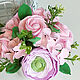 Bouquet of Roses and Ranunculus. Flowers from polymer clay, Composition, Moscow,  Фото №1