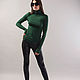 Green turtleneck top/Long Sleeve Tunic/Polo Top/ Casual Blouse/F1732. Blouses. Flo Atelier. Online shopping on My Livemaster.  Фото №2