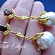 Серьги с барочным жемчугом ,,LARCH,,. Серьги-пусеты. Tati Style. Ярмарка Мастеров.  Фото №5