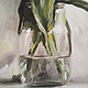Order White tulips, oil painting on canvas, tulips in glass vase. myfoxyart (MyFoxyArt). Livemaster. . Pictures Фото №3