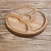Посуда handmade. Livemaster - original item Menazhnitsa wooden serving plate with sauce pan cutting board oak. Handmade.