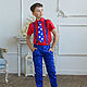 Комплект для мальчика "Стиляга" синий и красный, Блузки и рубашки, Ижевск,  Фото №1