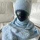 Шапка- бини с отворотом, бактус- косынка и варежки с косой. Комплекты головных уборов. Isd_collections. Интернет-магазин Ярмарка Мастеров.  Фото №2