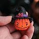 Pumpkin brooch in a hat for Halloween, Brooches, Moscow,  Фото №1