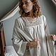 Darling grey-beige Linen nightgown with lace. Nightdress. Delicate Clothing Store (Daria). My Livemaster. Фото №5