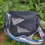 Сумки и аксессуары handmade. Livemaster - original item Women`s crossbody bag made of jute; blue; with designer embroidery. Handmade.
