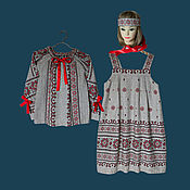 Русский стиль handmade. Livemaster - original item Folk costumes: Slavyanka costume Russian costume for girls 8-9 years old. Handmade.