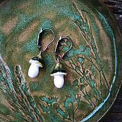 Украшения handmade. Livemaster - original item Classic earrings: ceramic mushrooms, green fly agaric. Handmade.