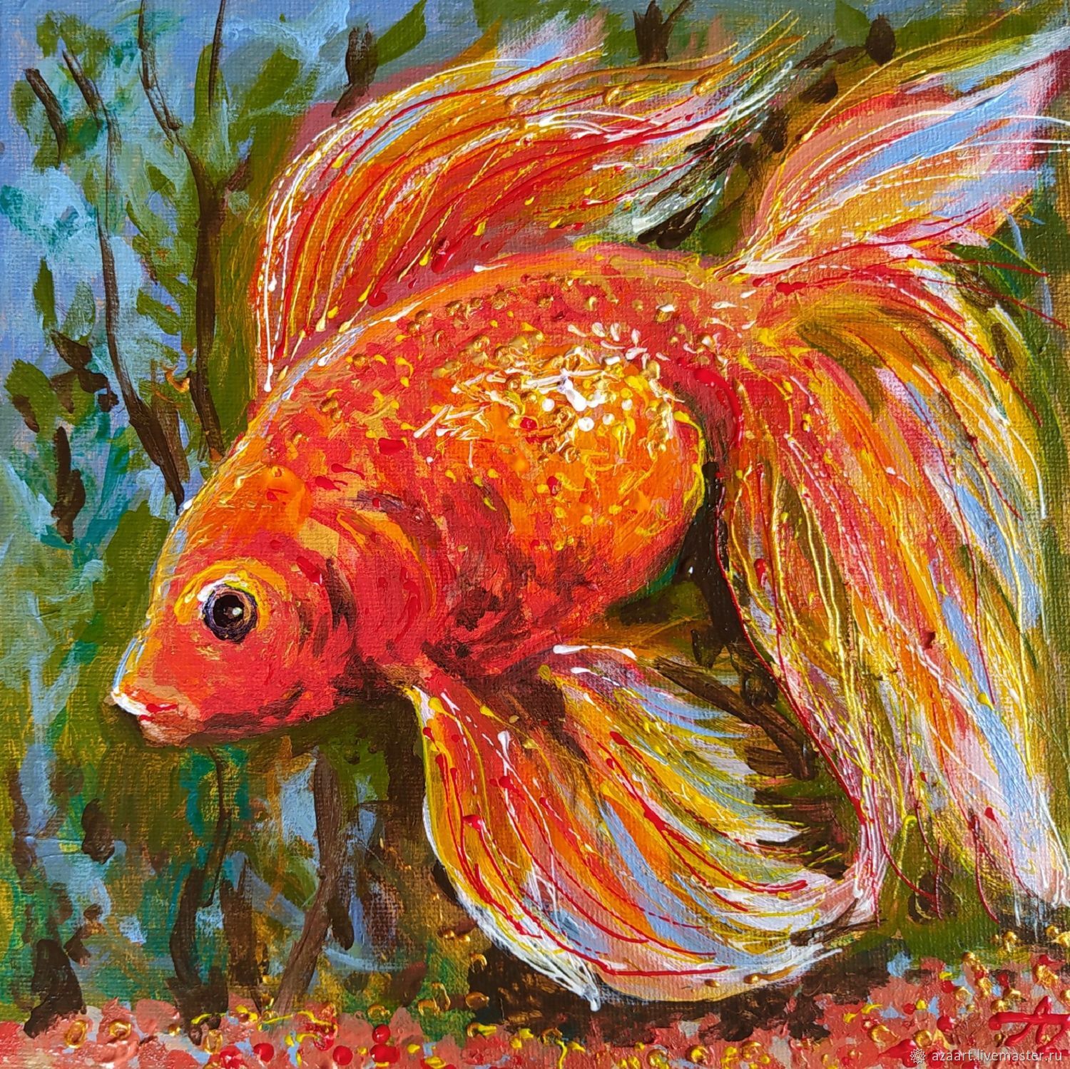 Золотая рыбка живопись