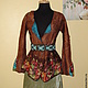 Валяный пиджак кофта коричневая в цветочек. Пиджаки. Livefelt. Интернет-магазин Ярмарка Мастеров.  Фото №2