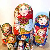 Русский стиль handmade. Livemaster - original item Matryoshka with children. Handmade.