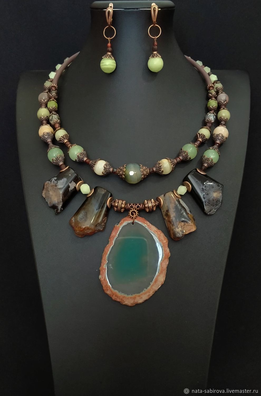 Two necklaces with agate and onyx, Necklace, Mozhga,  Фото №1