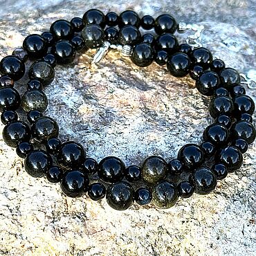 Украшения ручной работы. Ярмарка Мастеров - ручная работа Бусы обсидиан Golden Obsidian necklace. Handmade.