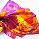 Платок атласный `Рассветный листопад` натуральный шёлк 100% шёлк 100% Шёлковый рай Батик от Натальи Сорокиной Платок батик Ручная работа Батик Ярмарка мастеров Ручная авторская роспись Шарфик женский