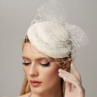 Свадебные шляпки, вуалетки, цветы из ткани шелка