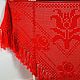 Red Shawl 200*110 Crocheted Triangular with Tassels #021, Shawls, Nalchik,  Фото №1