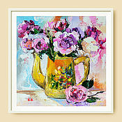Картины и панно handmade. Livemaster - original item Painting of rose peonies 