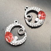 Материалы для творчества handmade. Livemaster - original item A pair of pendants for jewelry art.2-60 with cubic zirconia and red crystal. Handmade.