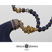 Работы для детей, handmade. Livemaster - original item Long Blue Beads with Brush Charm with Lapis Lazuli. Handmade.