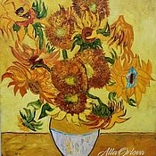 Картины и панно handmade. Livemaster - original item The Painting Is A Copy Of Van Gogh Sunflowers In A Vase On The Table. Handmade.