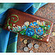 Meadow long wallet. Hand painted natural leather purse, Wallets, Trakai,  Фото №1