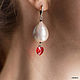Asymmetric earrings 'Bullfinch and pearls'. Earrings. Coffeelena. Online shopping on My Livemaster.  Фото №2