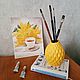 Watercolor painting a Cup of tea with a bouquet of Mimosa. Pictures. marselart. My Livemaster. Фото №6