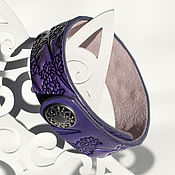 Украшения handmade. Livemaster - original item Narrow leather bracelet Dark lilac, Lavender collection. Handmade.