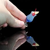 Куклы и игрушки handmade. Livemaster - original item Miniature Blue cocktail with cherry and orange. Handmade.