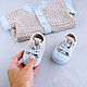 Knitted jumpsuit for a boy and booties, a gift for discharge, 0-3 months. Gift for newborn. babyshop. My Livemaster. Фото №4
