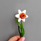 Украшения handmade. Livemaster - original item Daffodil brooch made of glass polymer clay. Handmade.