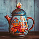 Чайник керамический с росписью 1,6 л "Зимнее чаепитие"