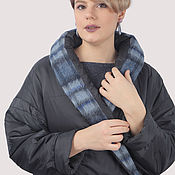 Одежда handmade. Livemaster - original item Jacket blue plus size oversize with Alpaca demi season winter. Handmade.