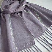 Аксессуары handmade. Livemaster - original item Scarf felted. Long felted grey scarf stole with tassels. Handmade.
