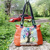 Сумки и аксессуары handmade. Livemaster - original item Leather bag with painting double-sided custom for Anastasia.. Handmade.