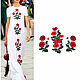 Embroidery in the form of red flowers, 2 PCs, Embroidery accessories, St. Petersburg,  Фото №1