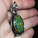 Drop pendant with laboratory green opals in steel wire. Pendants. Mosaic Opal (mosaicopal). My Livemaster. Фото №4