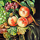 Картина "голландский натюрморт, персики и виноград". Картины. Дарья Каба. Ярмарка Мастеров.  Фото №4