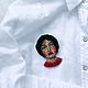 Моника Беллуччи брошь портрет из бисера Monica Bellucci вышивка по фот. Брошь-булавка. Наталия Семенова. Ярмарка Мастеров.  Фото №6