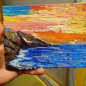 Картины и панно handmade. Livemaster - original item Oil painting Sea painting Evening sunset. Handmade.