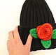 Шапка вязаная с цветочной брошью "Лакосте". Шапки. Шерстяная сова (wool-owl). Ярмарка Мастеров.  Фото №6