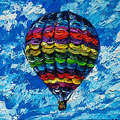 Картины и панно handmade. Livemaster - original item Gift to a man Painting Balloon Air oil. Handmade.