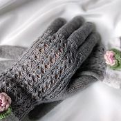 Аксессуары handmade. Livemaster - original item Gloves: grey openwork merino gloves. Handmade.