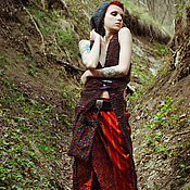 Одежда handmade. Livemaster - original item Long Red Silk Ethnic Skirt. Handmade.