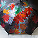 Umbrella with hand-painted Autumn leaves black umbrella with a picture. Umbrellas. UmbrellaFineArt. My Livemaster. Фото №5